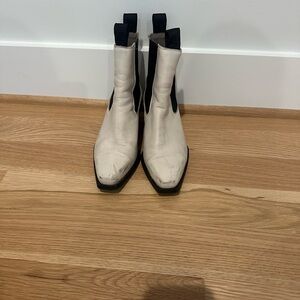 All Saints White and Black Heeled Boots